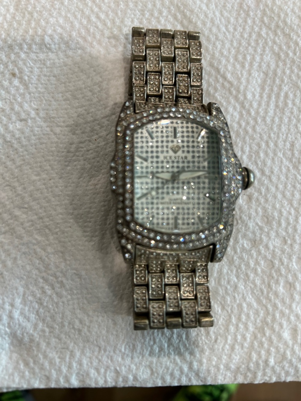 Kenneth Jay Lane Silver Crystal Pavé Bracelet Watch